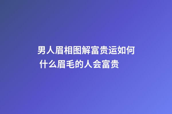 男人眉相图解富贵运如何 什么眉毛的人会富贵